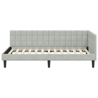 Eckbettgestell mit Kopfteil Hellgrau 90 cm x 190 cm Stoff