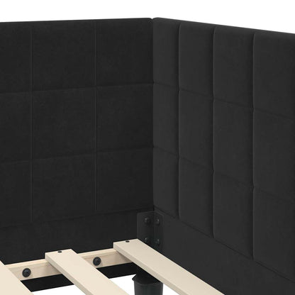 Eckbettgestell mit Kopfteil Schwarz 90 x 190 cm Samt