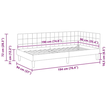 Eckbettgestell mit Kopfteil Gelb 90 cm x 190 cm Stoff