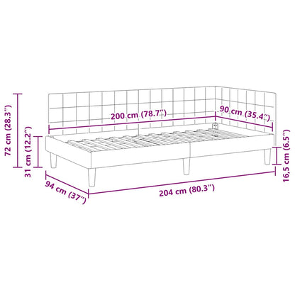 Eckbettgestell mit Kopfteil Dunkelgrün 90 x 200 cm Samt