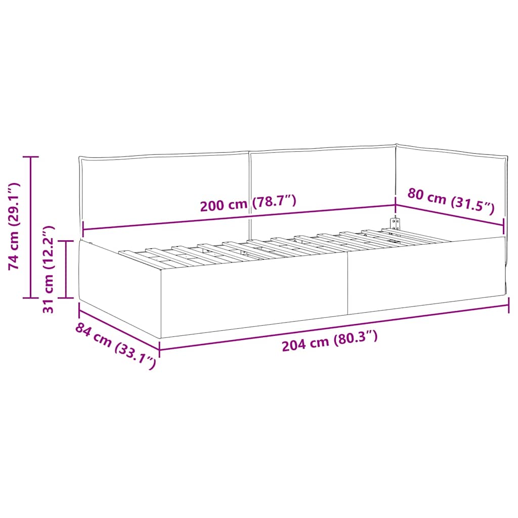 Eckbettgestell mit Kopfteil Dunkelgrün 100 cm x 200 cm Stoff