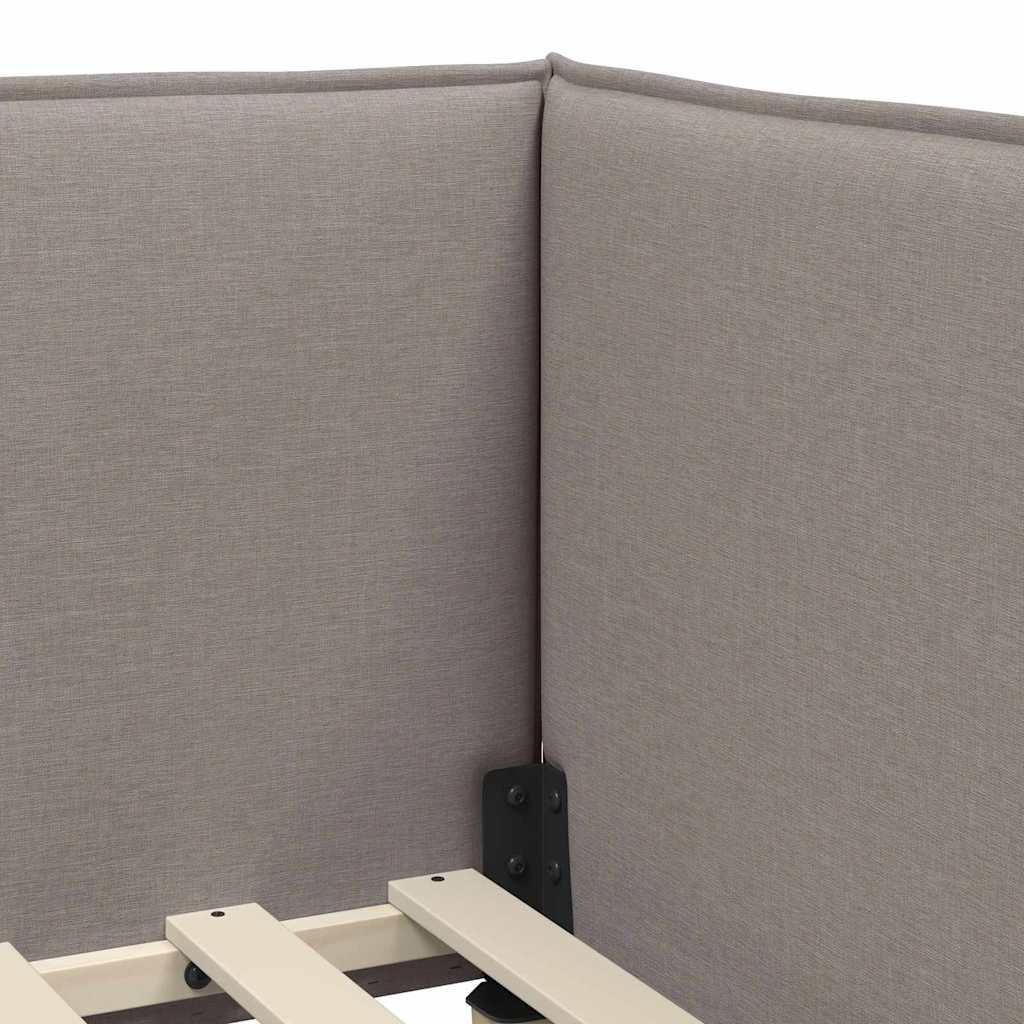 Eckbettgestell mit Kopfteil Taupe 100 cm x 200 cm Stoff