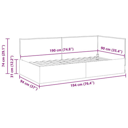 Eckbettgestell mit Kopfteil Weinrot 100 cm x 200 cm Stoff