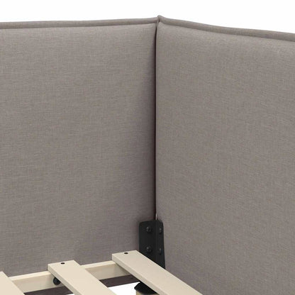 Eckbettgestell mit Kopfteil Taupe 100 cm x 200 cm Stoff