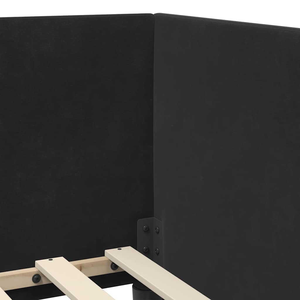Eckbettgestell mit Kopfteil Schwarz 80 x 200 cm Samt