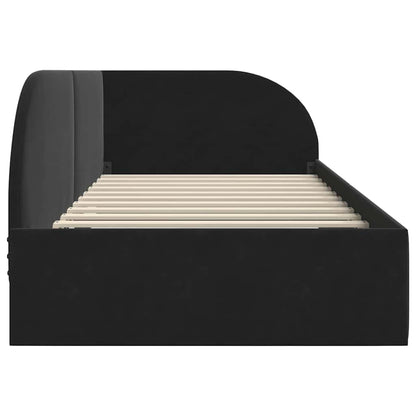 Eckbettgestell mit Kopfteil Schwarz 80 x 200 cm Samt