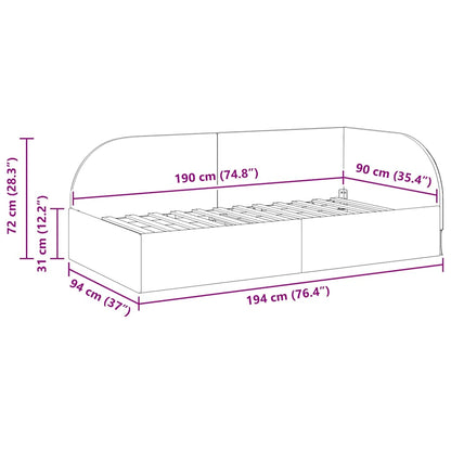 Eckbettgestell mit Kopfteil Gelb 90 x 190 cm Samt