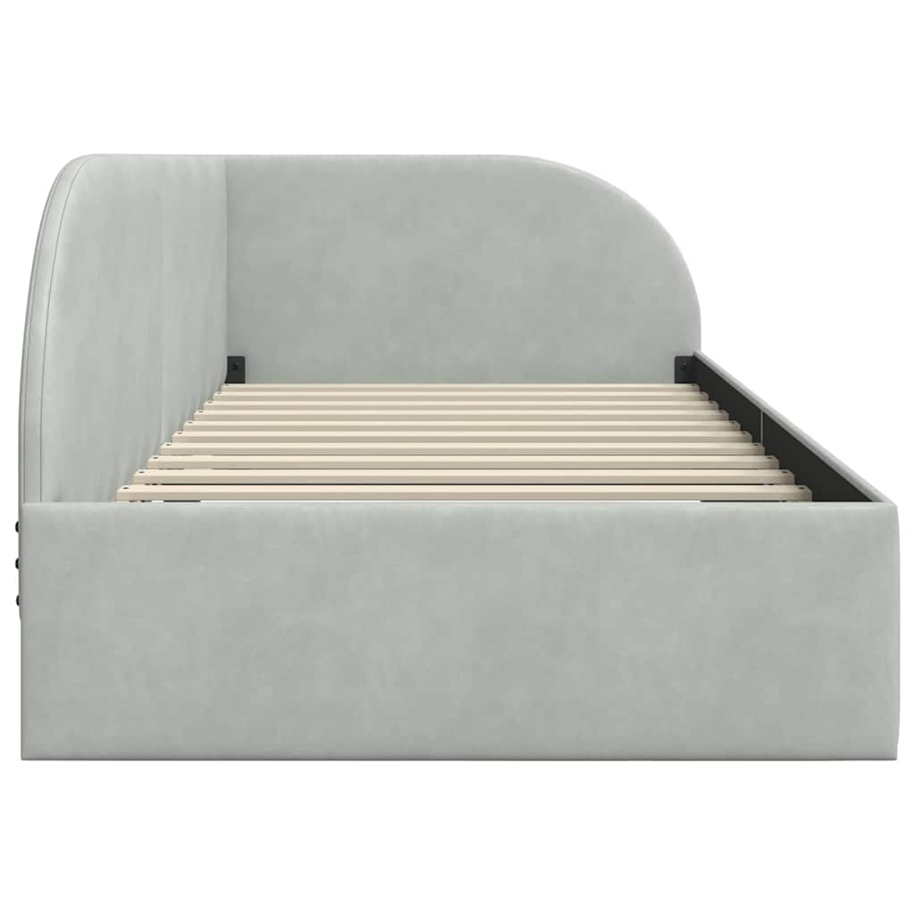 Eckbettgestell mit Kopfteil Hellgrau 90 x 200 cm Samt