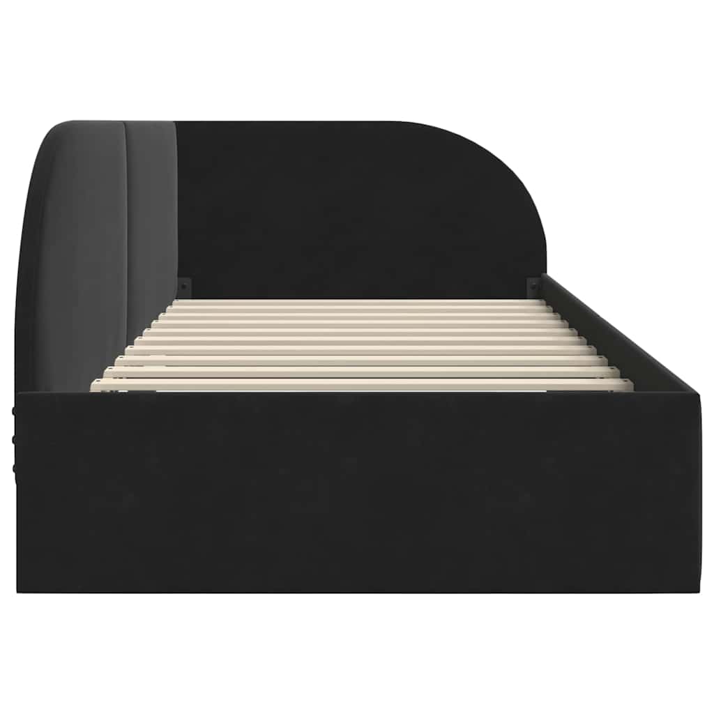 Eckbettgestell mit Kopfteil Schwarz 90 x 200 cm Samt