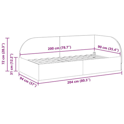 Eckbettgestell mit Kopfteil Gelb 90 x 200 cm Samt