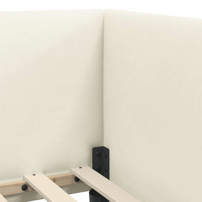 Eckbettgestell mit Kopfteil Creme 100 x 200 cm Samt