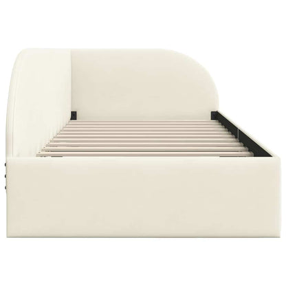 Eckbettgestell mit Kopfteil Creme 100 x 200 cm Samt