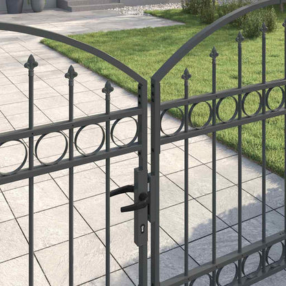 Zaun tor mit Schloss Grau 301 x 175,5 cm Stahl