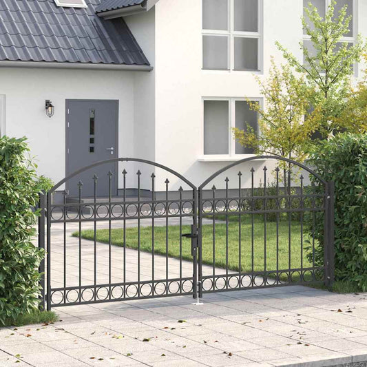 Zaun tor mit Schloss Grau 301 x 175,5 cm Stahl