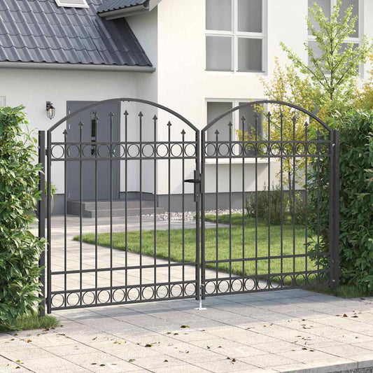Zaun tor mit Schloss Grau 301 x 224,5 cm Stahl