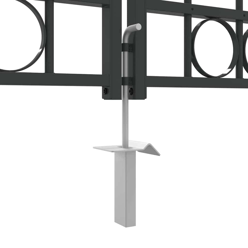 Zaun tor mit Schloss Grau 401 x 175,5 cm Stahl