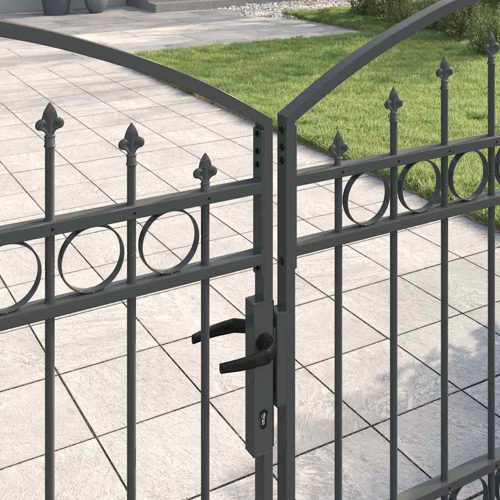 Zaun tor mit Schloss Grau 401 x 175,5 cm Stahl