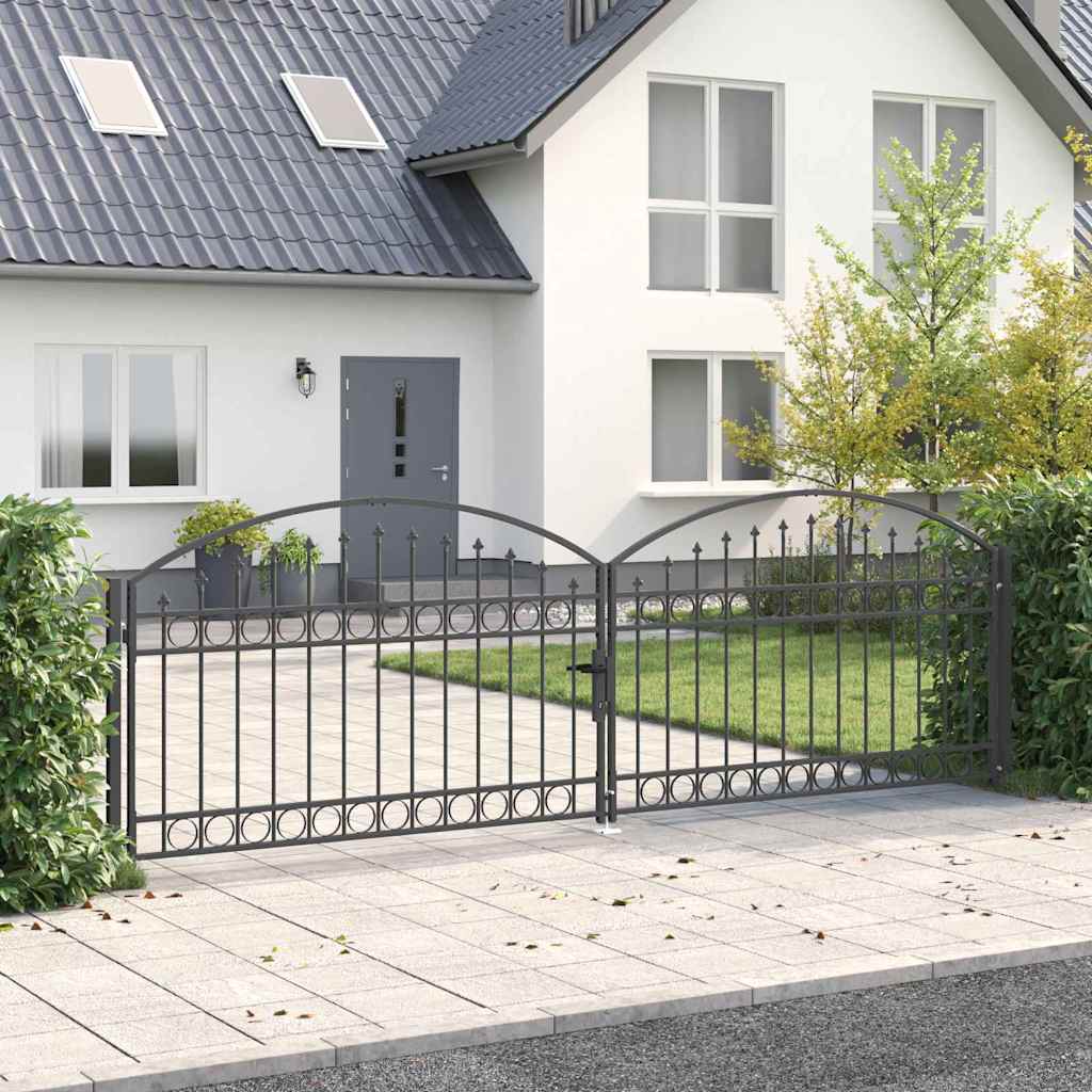 Zaun tor mit Schloss Grau 401 x 175,5 cm Stahl
