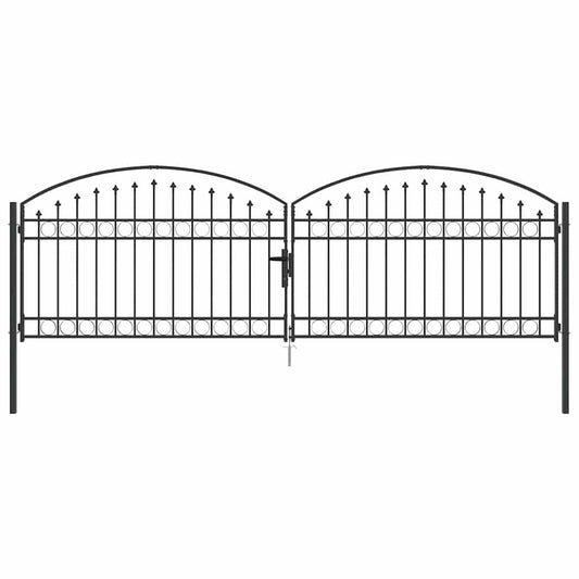 Zaun tor mit Schloss Grau 401 x 175,5 cm Stahl