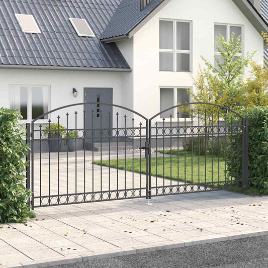 Zaun tor mit Schloss Grau 401 x 200 cm Stahl