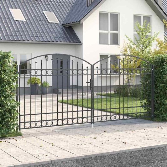 Zaun tor mit Schloss Grau 401 x 224,5 cm Stahl