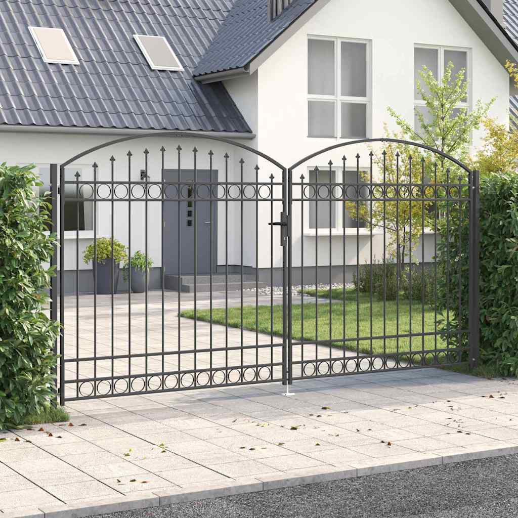 Zaun tor mit Schloss Grau 401 x 250 cm Stahl