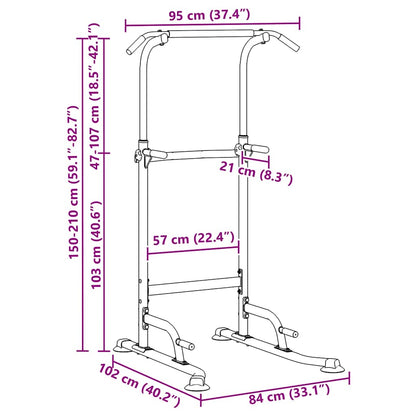 Power Turm Dip Station Schwarz 95 x 102 x (160-210) cm