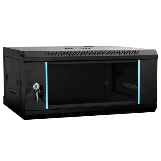 Netzwerkschrank mit Speicher Schwarz 60 x 35 x 28 cm Stahl