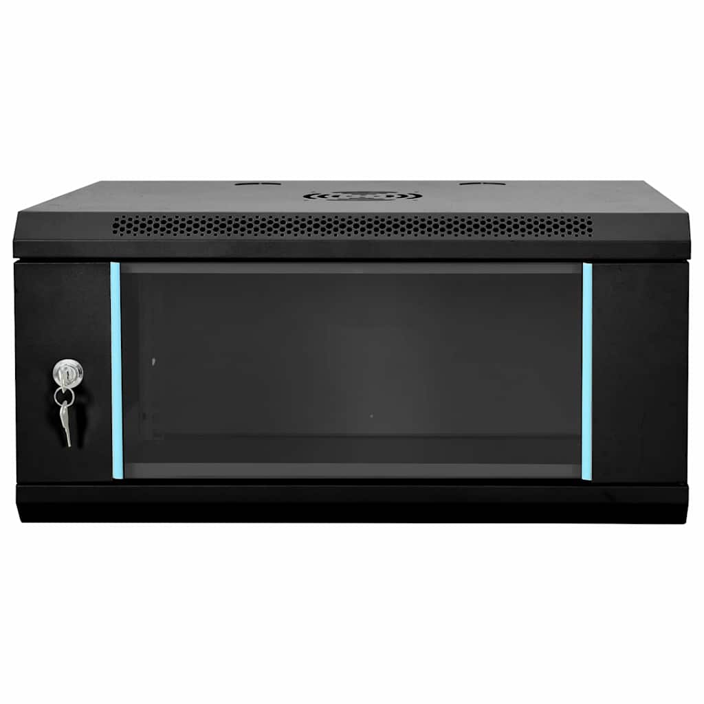 Netzwerkschrank mit Speicher Schwarz 60 x 35 x 28 cm Stahl