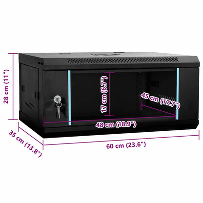 Netzwerkschrank mit Speicher Schwarz 60 x 35 x 28 cm Stahl