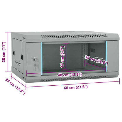 Netzwerkschrank mit Speicher Grau 60 x 35 x 28 cm Stahl