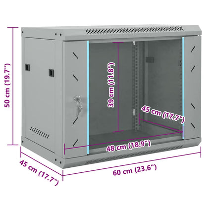 Netzwerkschrank mit Speicher Grau 60 x 45 x 50 cm Stahl