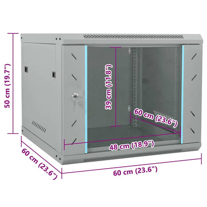 Netzwerkschrank mit Speicher Grau 60 x 60 x 50 cm Stahl