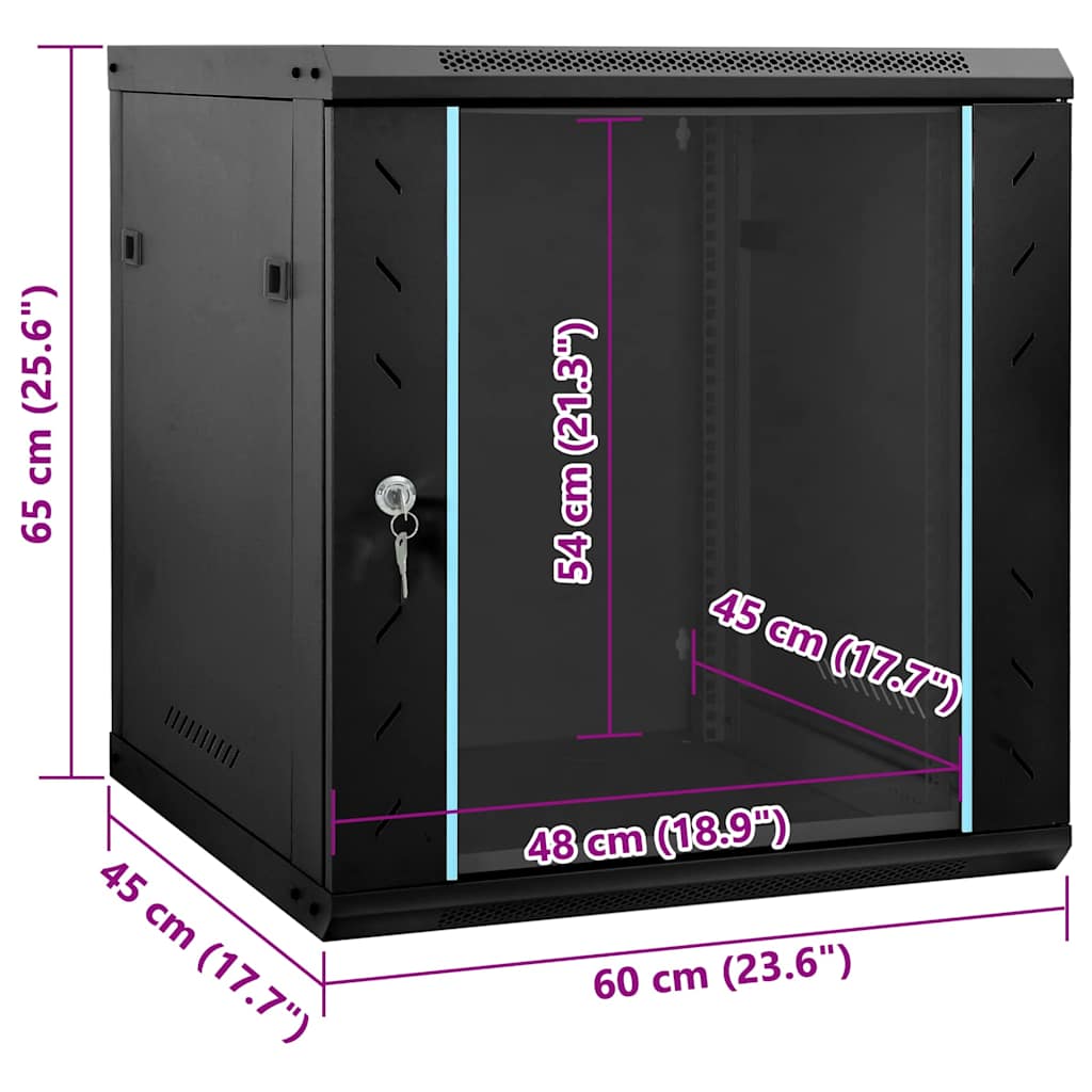 Netzwerkschrank mit Speicher Schwarz 60 x 45 x 65 cm Stahl