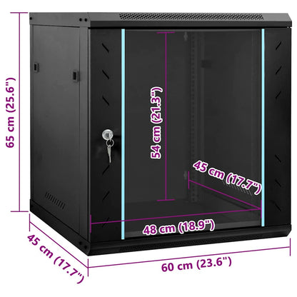Netzwerkschrank mit Speicher Schwarz 60 x 45 x 65 cm Stahl