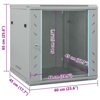Netzwerkschrank mit Speicher Grau 60 x 45 x 65 cm Stahl