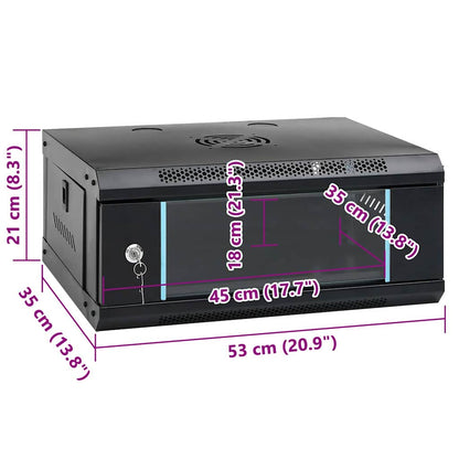Netzwerkschrank mit Speicher Schwarz 53 x 35 x 21 cm Stahl