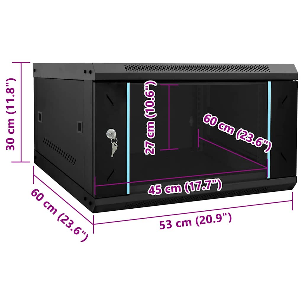 Netzwerkschrank mit Speicher Schwarz 53 x 60 x 30 cm Stahl