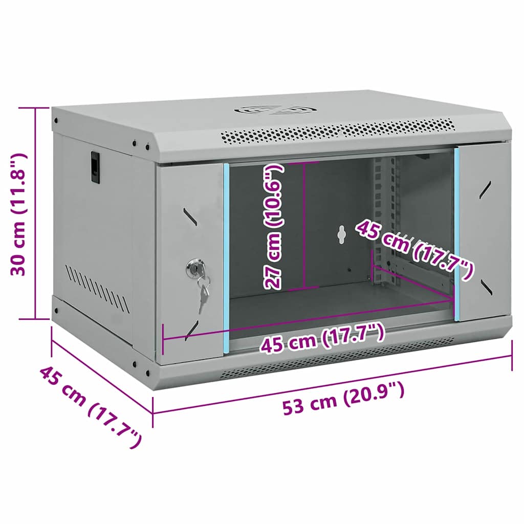 Netzwerkschrank mit Speicher Grau 53 x 45 x 30 cm Stahl