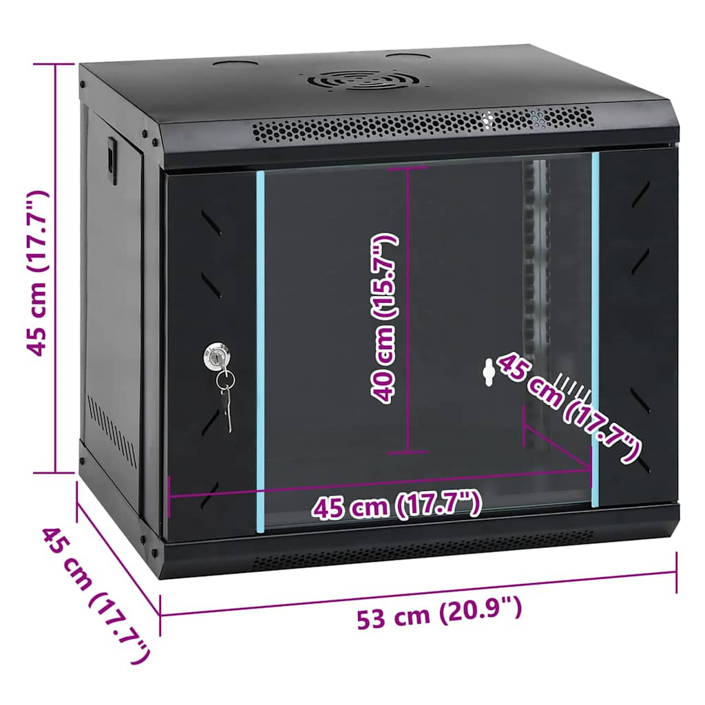 Netzwerkschrank mit Speicher Schwarz 53 x 45 x 45 cm Stahl