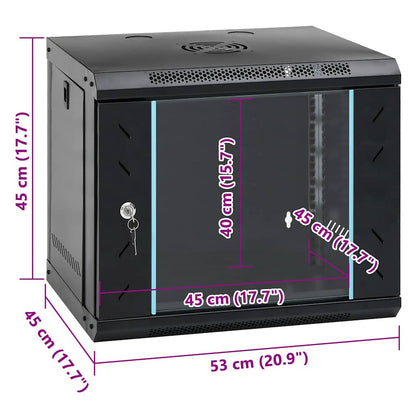 Netzwerkschrank mit Speicher Schwarz 53 x 45 x 45 cm Stahl