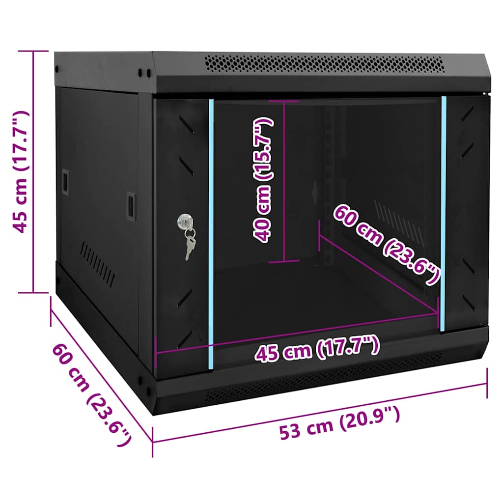 Netzwerkschrank mit Speicher Schwarz 53 x 60 x 45 cm Stahl