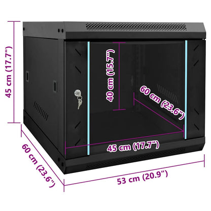 Netzwerkschrank mit Speicher Schwarz 53 x 60 x 45 cm Stahl
