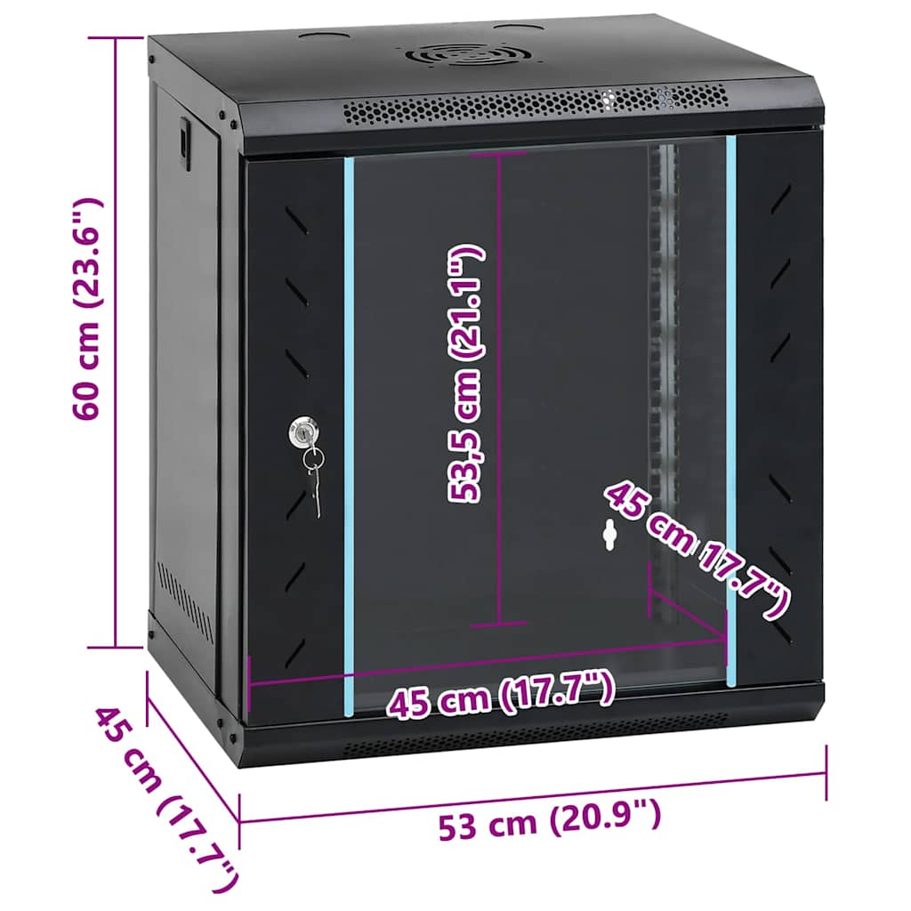Netzwerkschrank mit Speicher Schwarz 53 x 45 x 60 cm Stahl