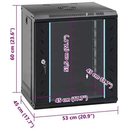 Netzwerkschrank mit Speicher Schwarz 53 x 45 x 60 cm Stahl