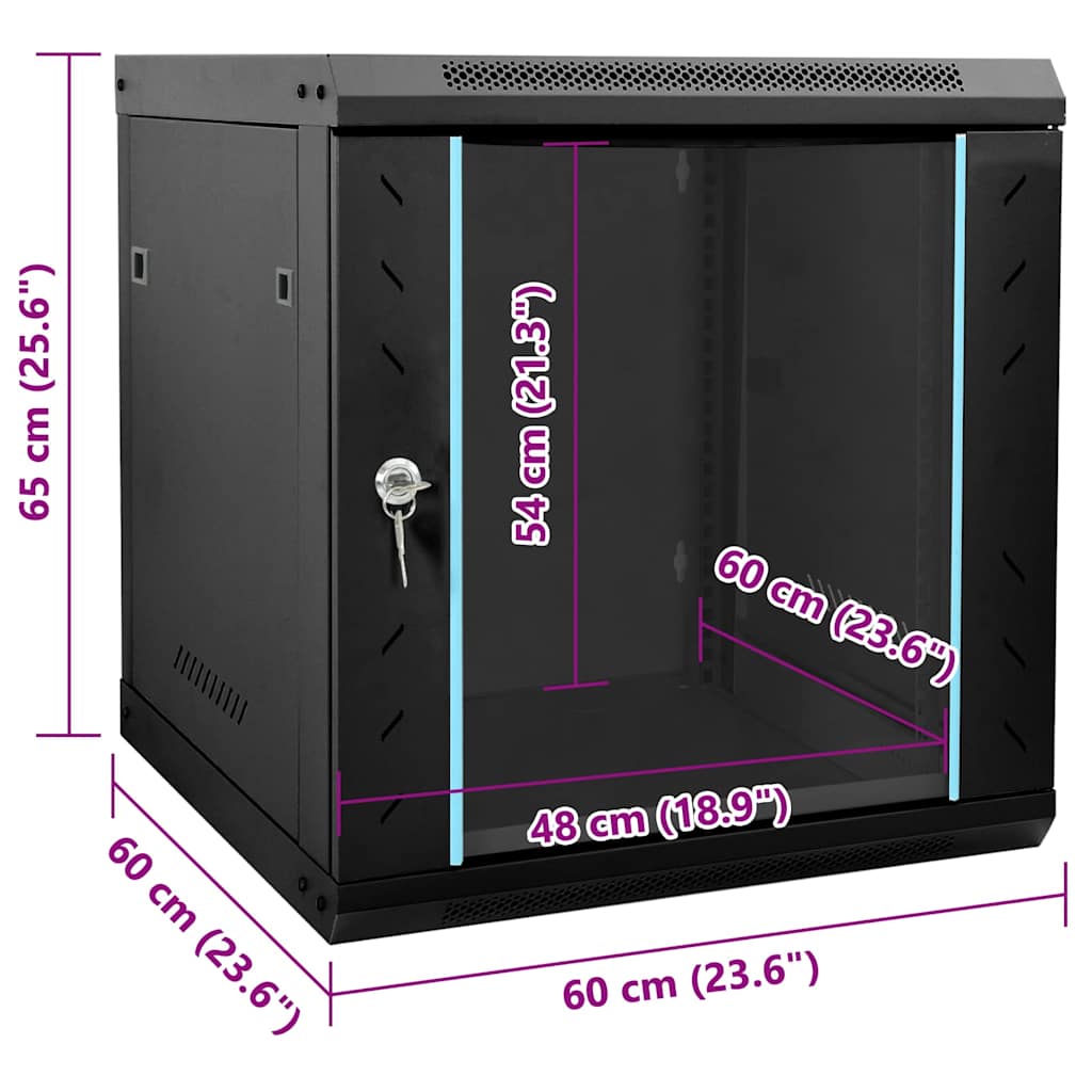 Netzwerkschrank mit Speicher Schwarz 53 x 60 x 60 cm Stahl