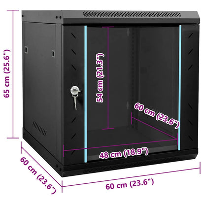 Netzwerkschrank mit Speicher Schwarz 53 x 60 x 60 cm Stahl