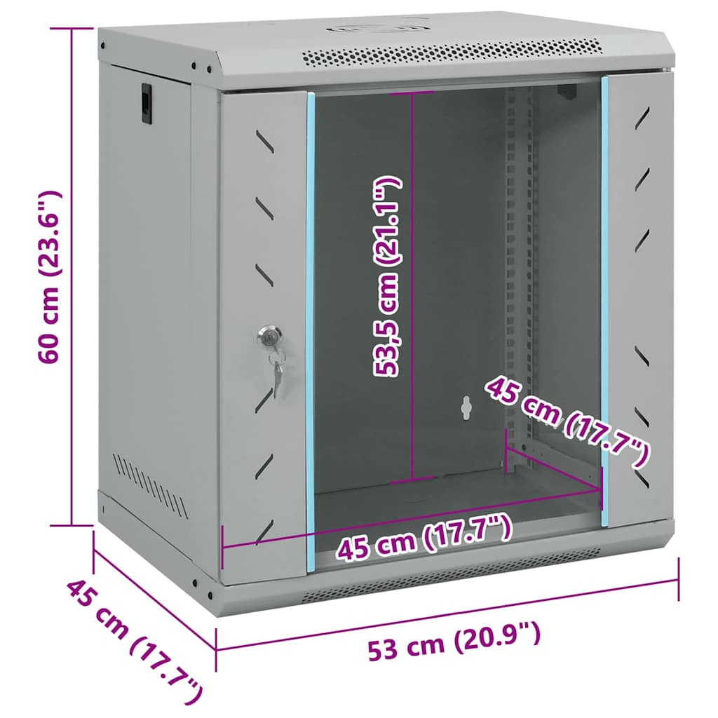 Netzwerkschrank mit Speicher Grau 53 x 45 x 60 cm Stahl