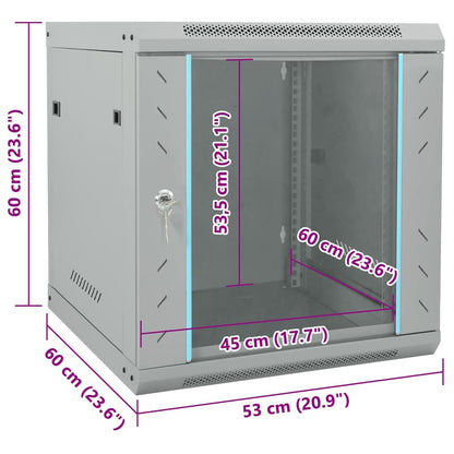 Netzwerkschrank mit Speicher Grau 53 x 60 x 60 cm Stahl