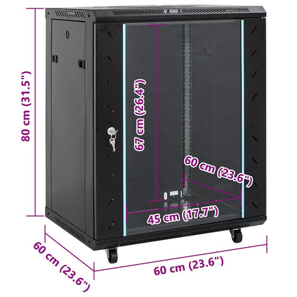 Netzwerkschrank mit Speicher Schwarz 60 x 60 x 80 cm Stahl